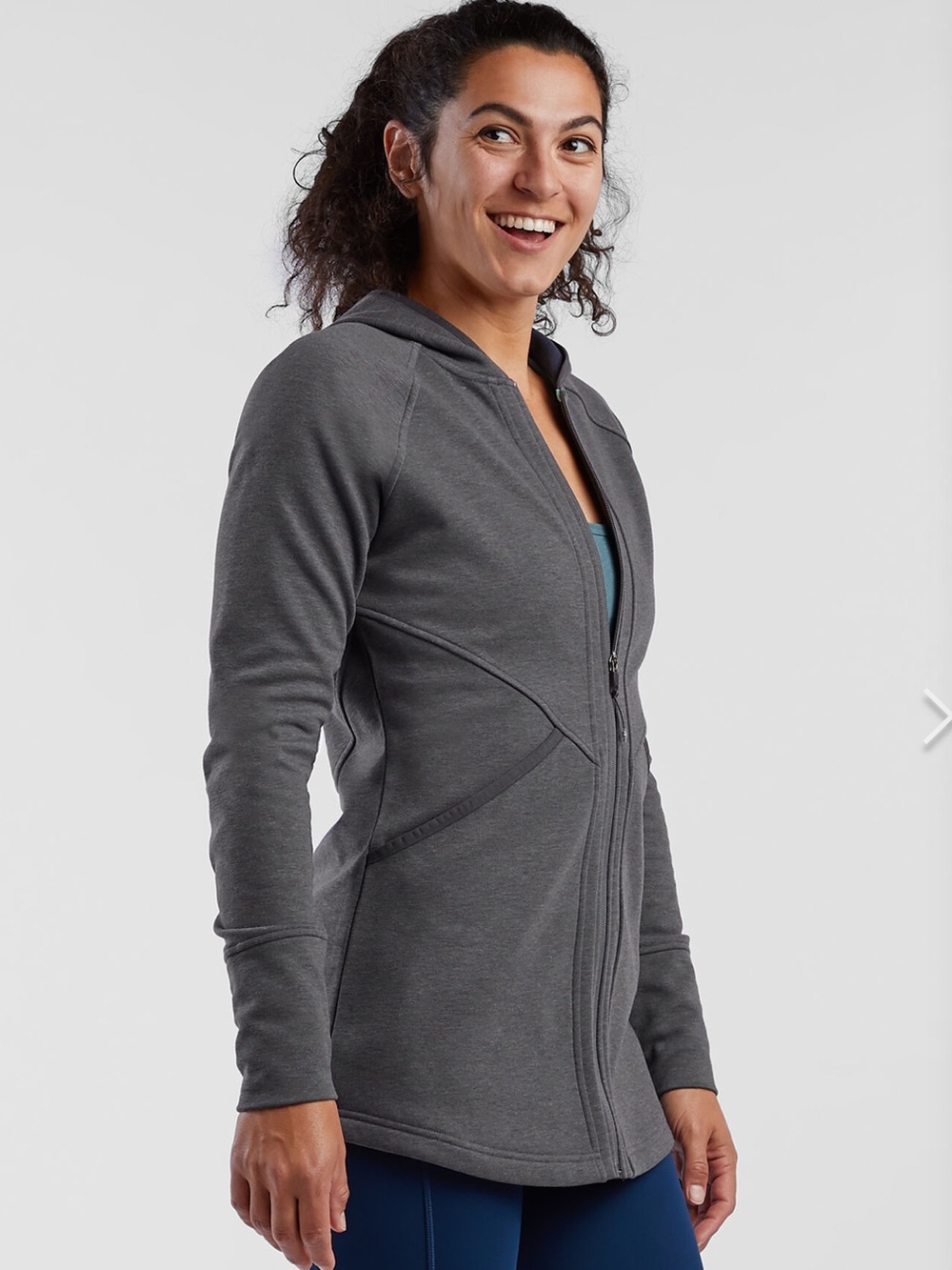 Title Nine Mighty Fleece Full-Zip Hoodie Gray Size Large